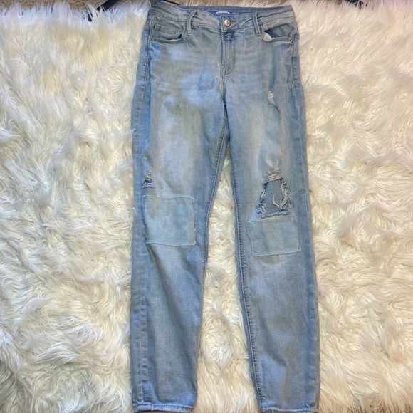 Old Navy Light Wash Destroyed Stretchy Rockstar Super Skinny Denim Jeans - Picture 7 of 7